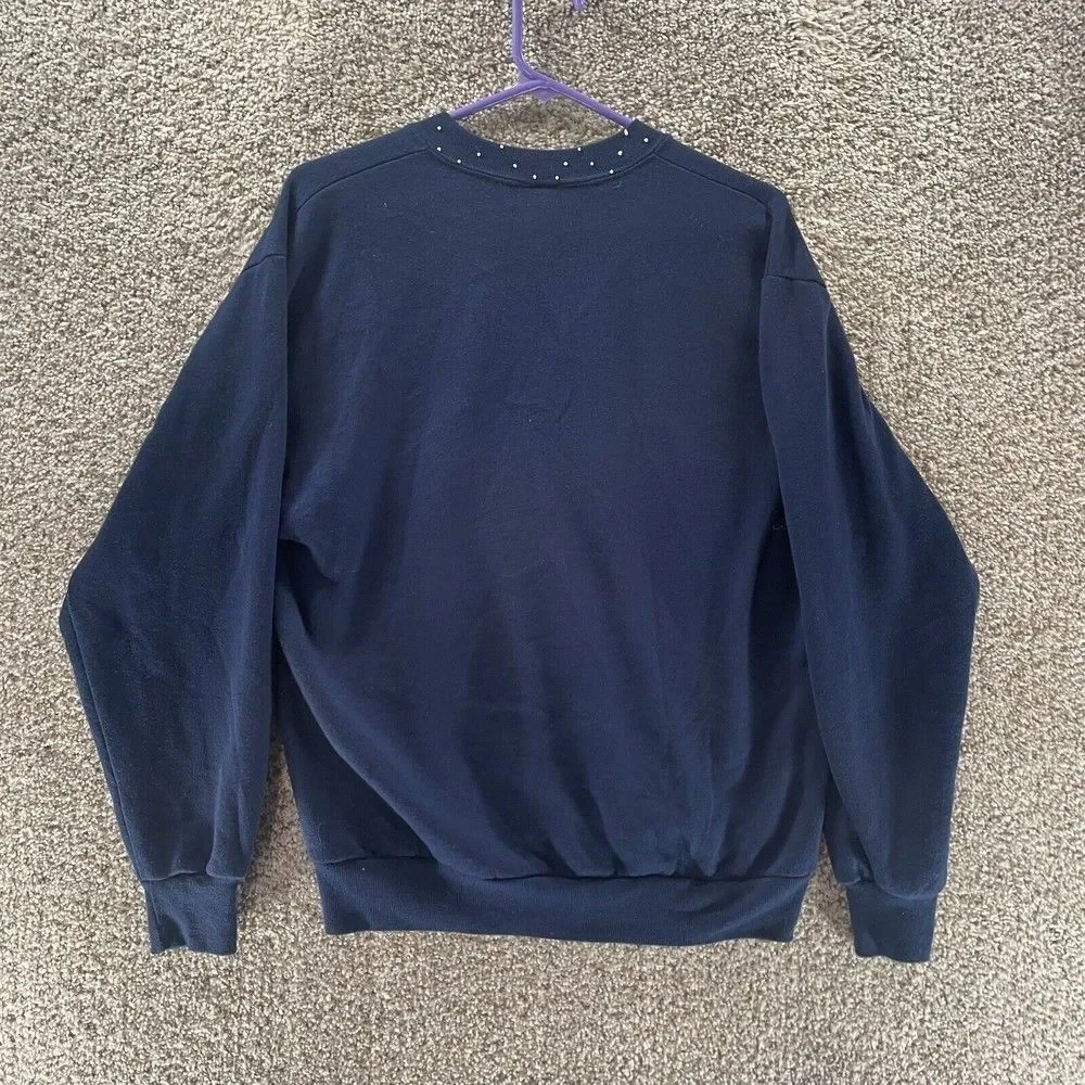 Vintage‎ Snowflake Sweatshirt Womens Medium Blue Pullover Jerzees Made In USA
